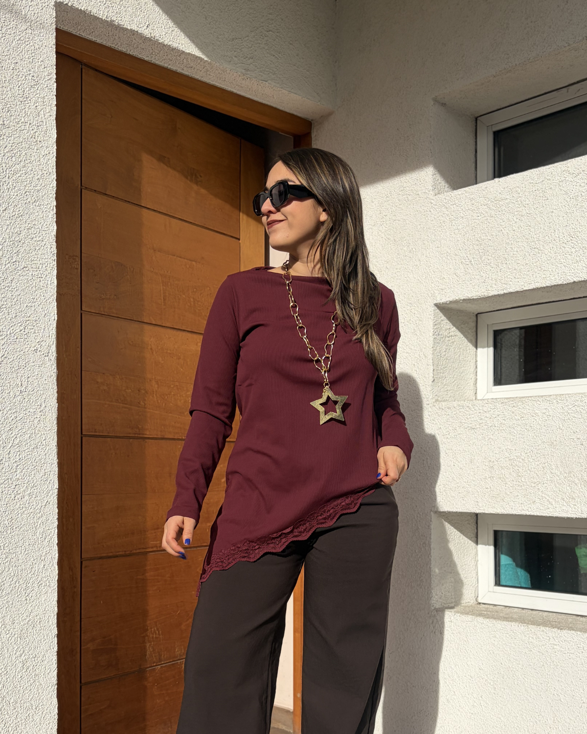 Polera Asimetrica micropolar - Burdeo