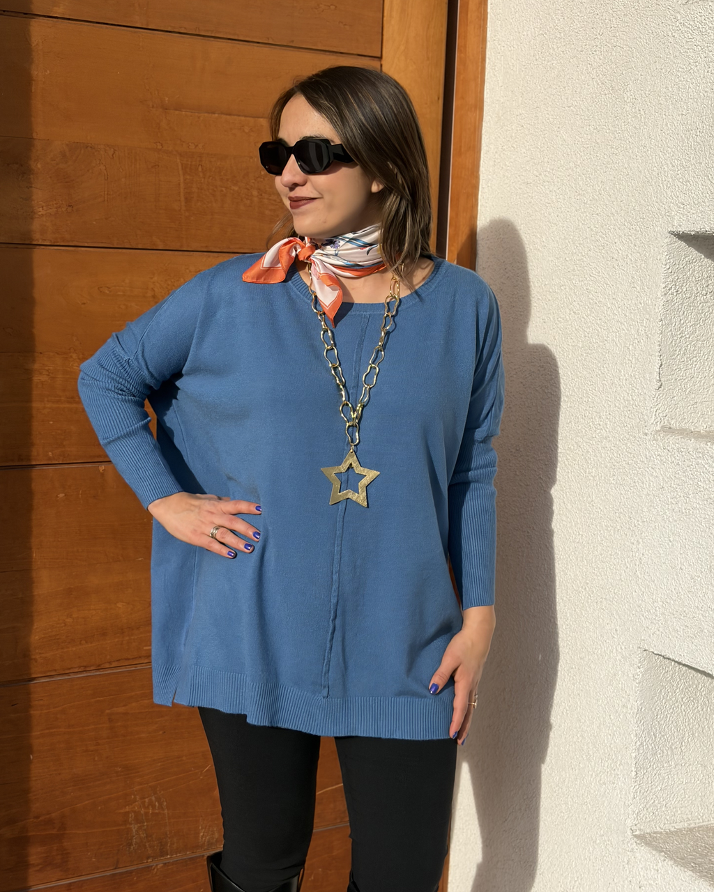 Sweater Luna - Azul piedra