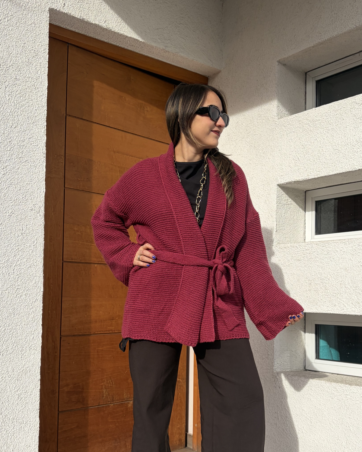 Chaqueton Kimono - Lana - Burdeo