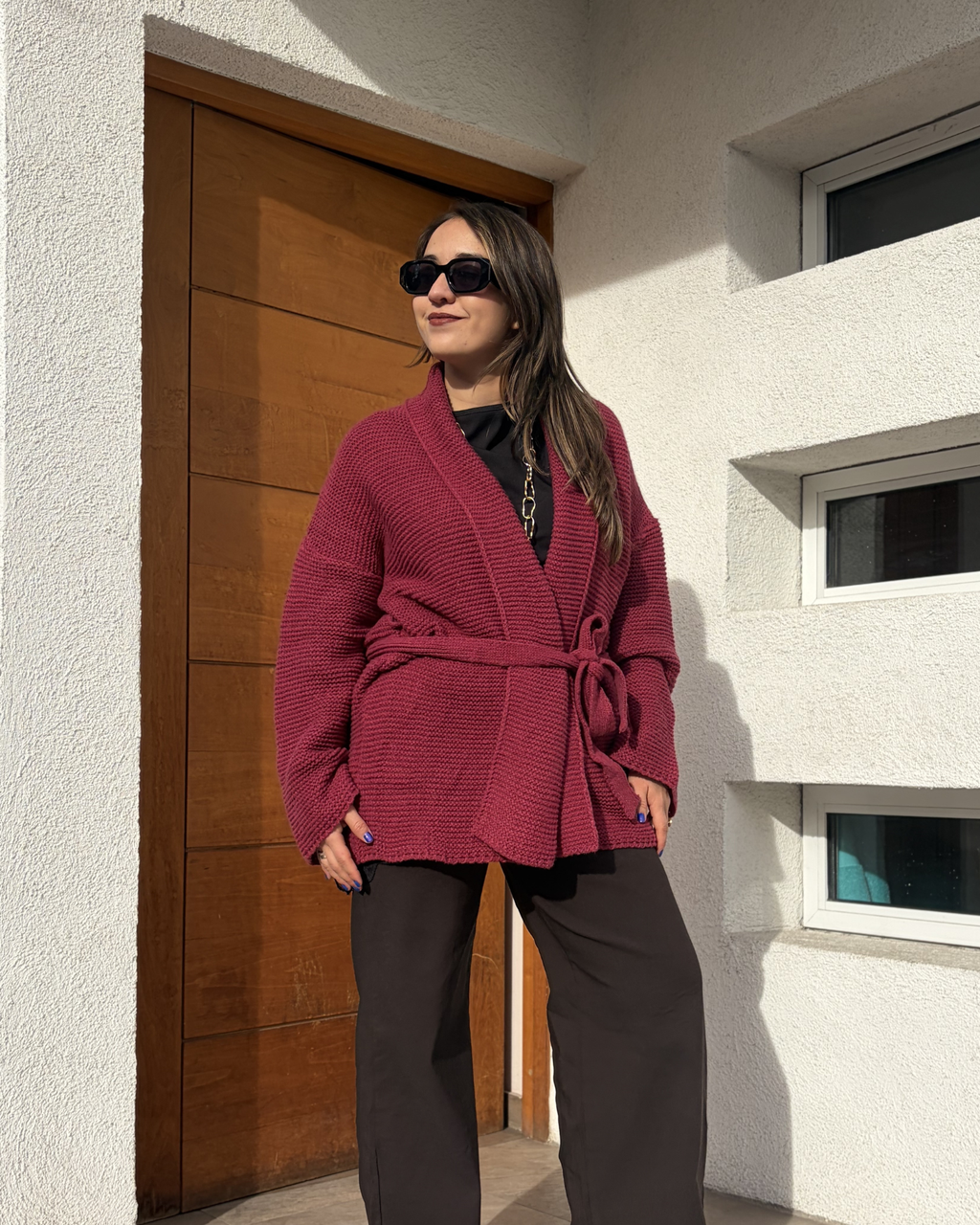 Chaqueton Kimono - Lana - Burdeo
