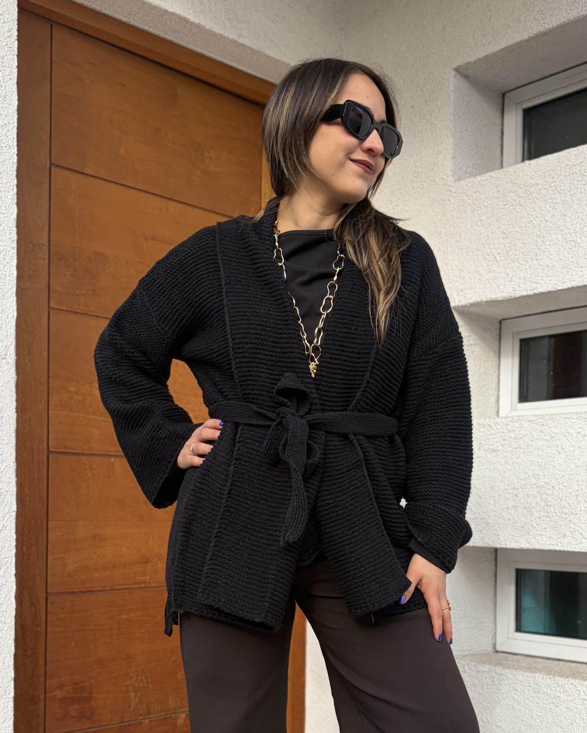 Chaqueton Kimono - Lana - Negro