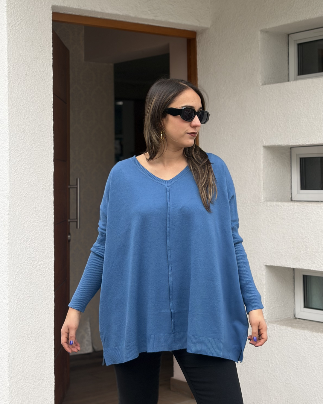 Sweater Pia - Azul piedra