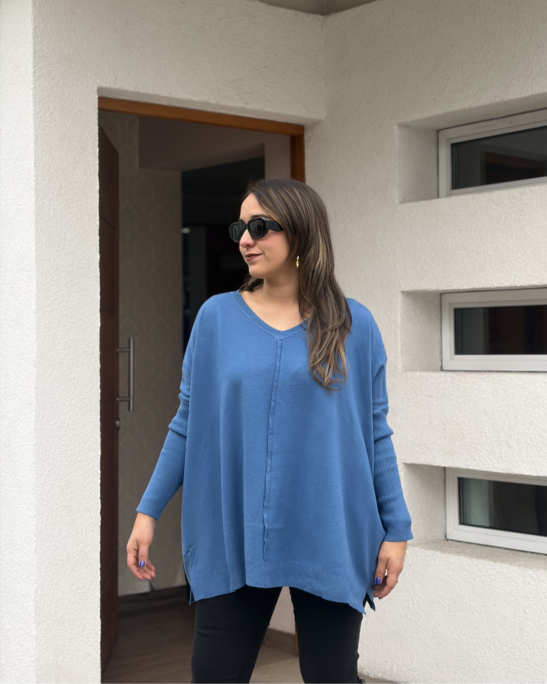 Sweater Pia - Azul piedra