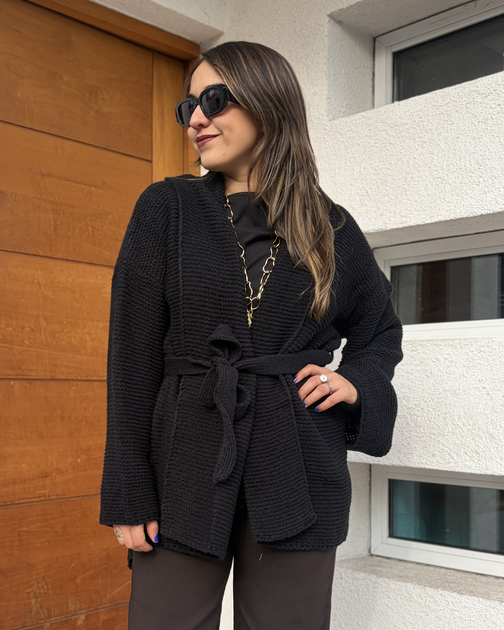 Chaqueton Kimono - Lana - Negro