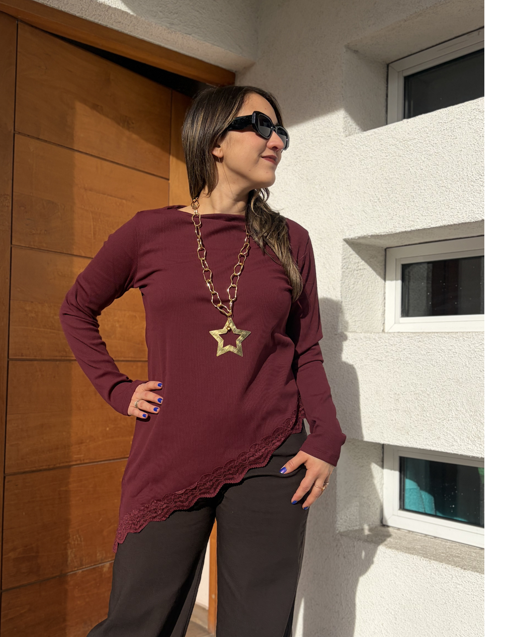 Polera Asimetrica micropolar - Burdeo