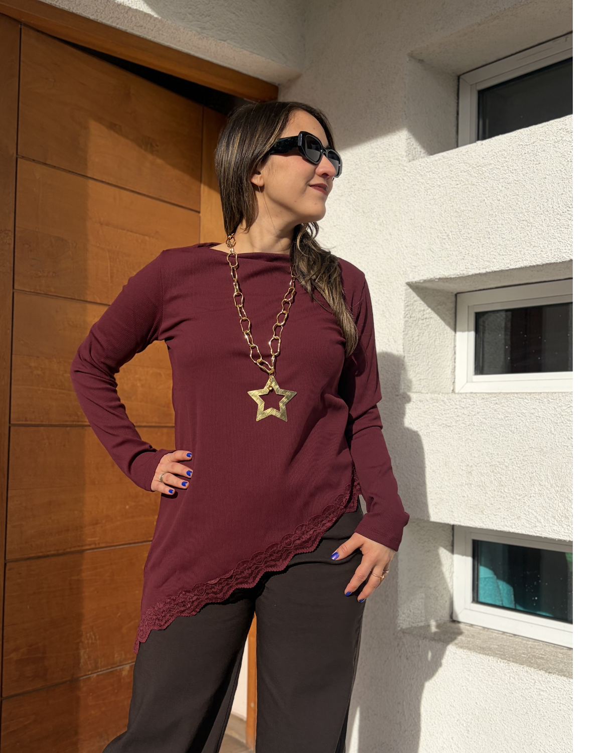 Polera Asimetrica micropolar - Burdeo