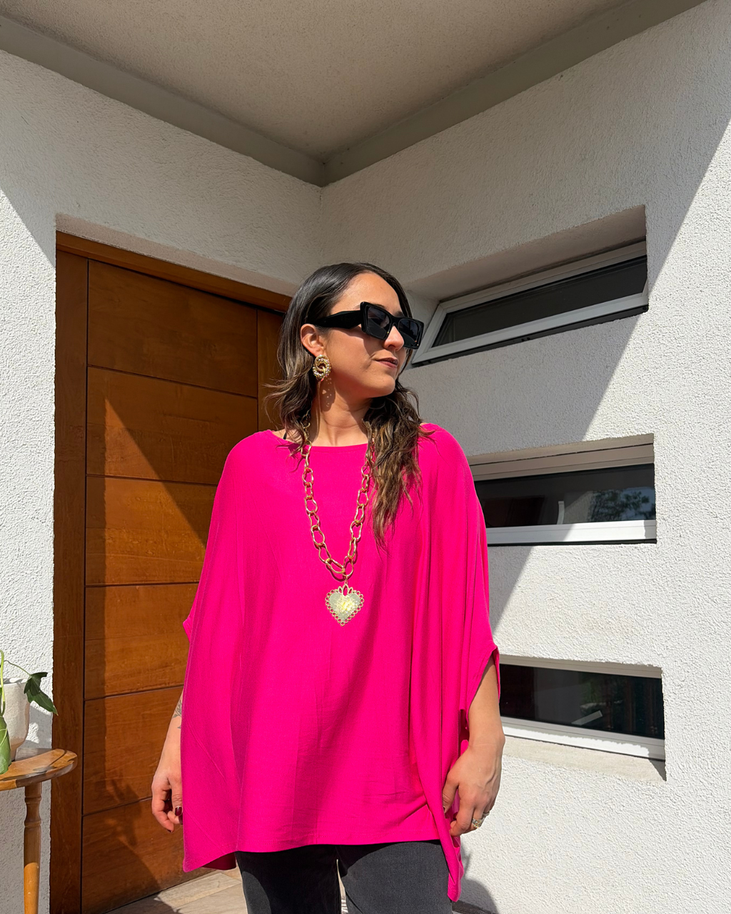 Polera Monica - Fucsia  - manga corta