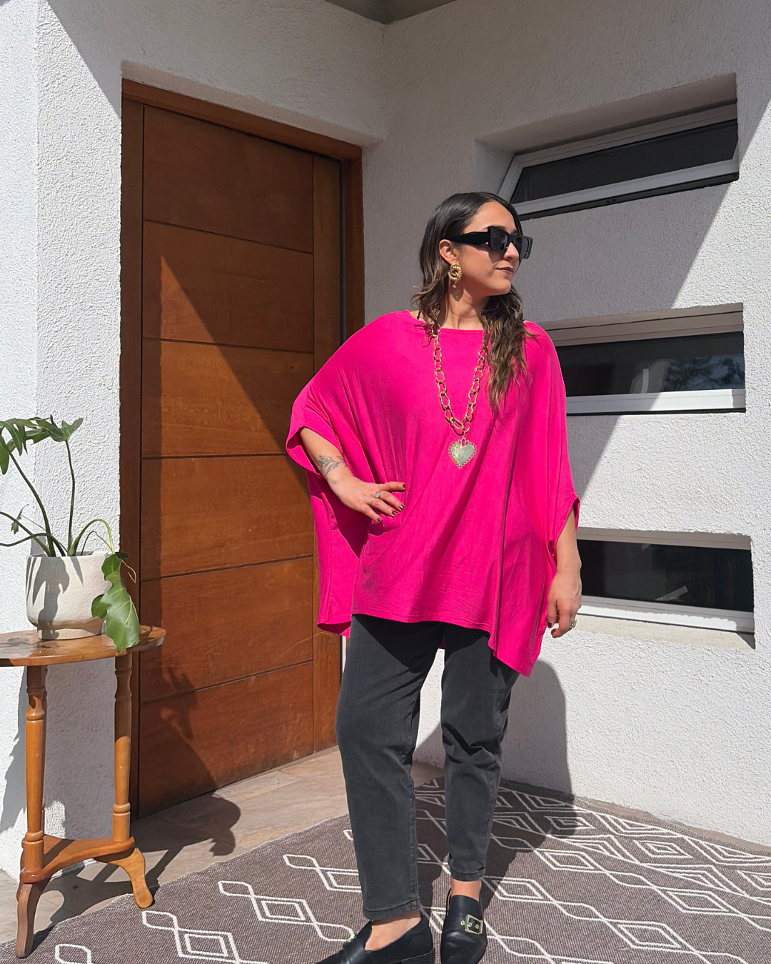 Polera Monica - Fucsia  - manga corta