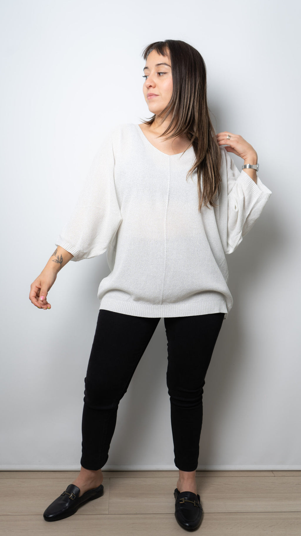 Polera tejida brillante - Blanco