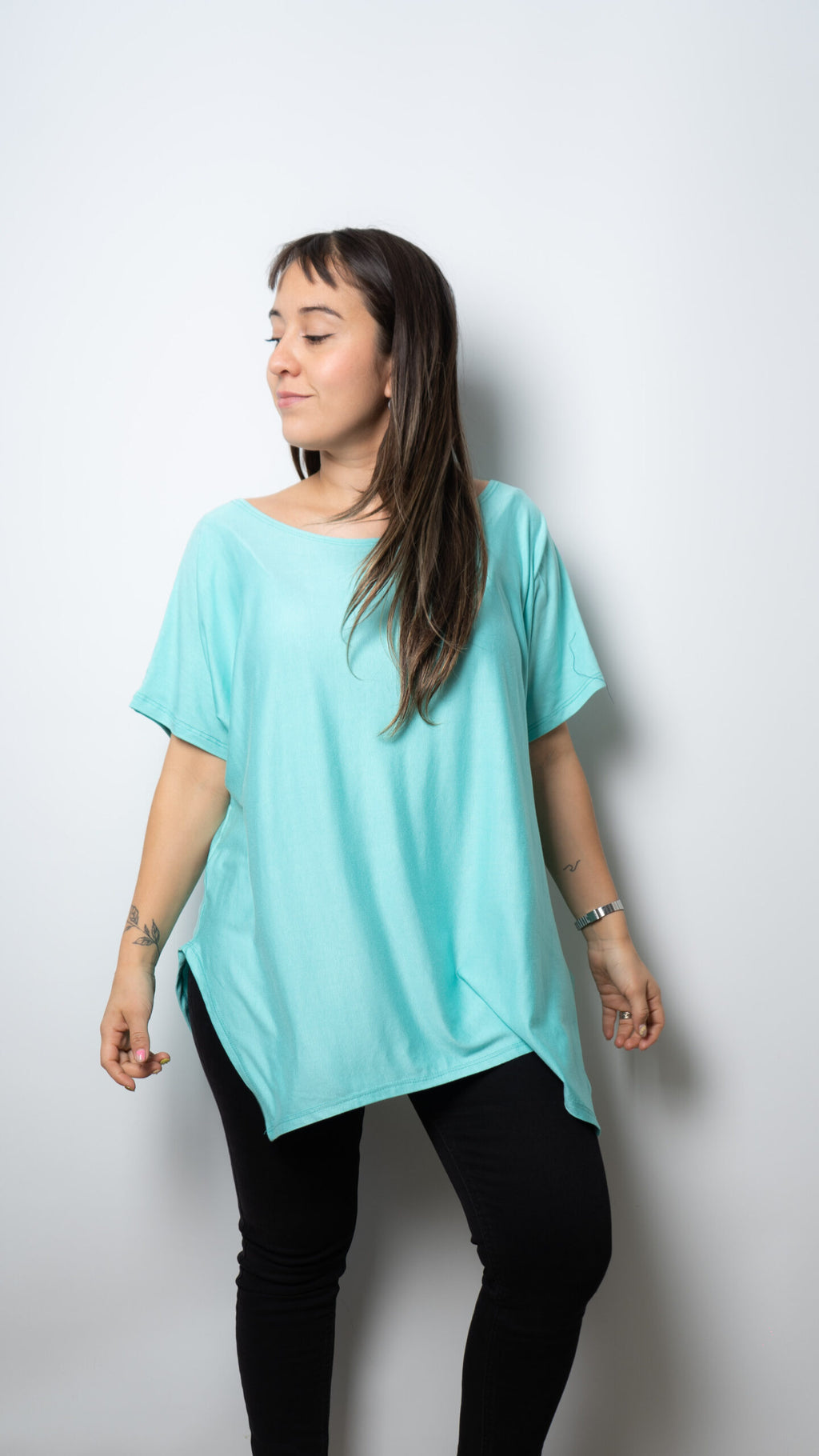 Polera algodón Emilia - Turquesa claro
