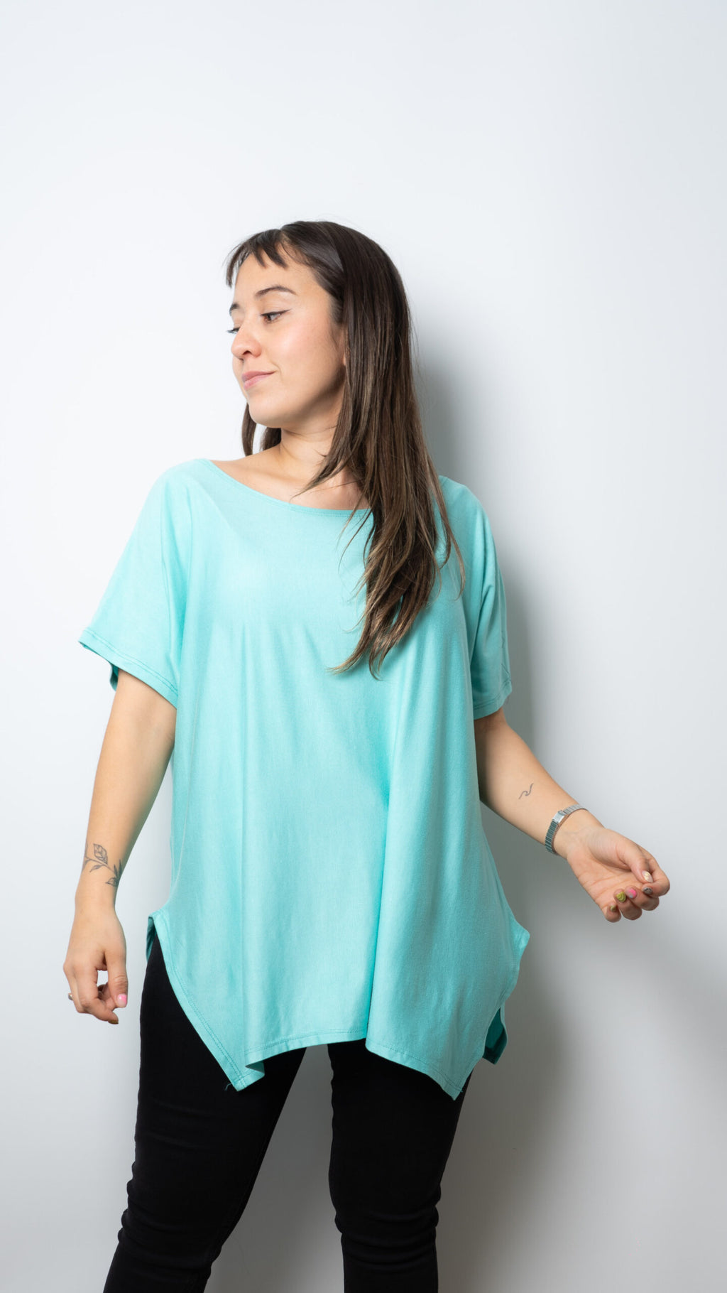 Polera algodón Emilia - Turquesa claro