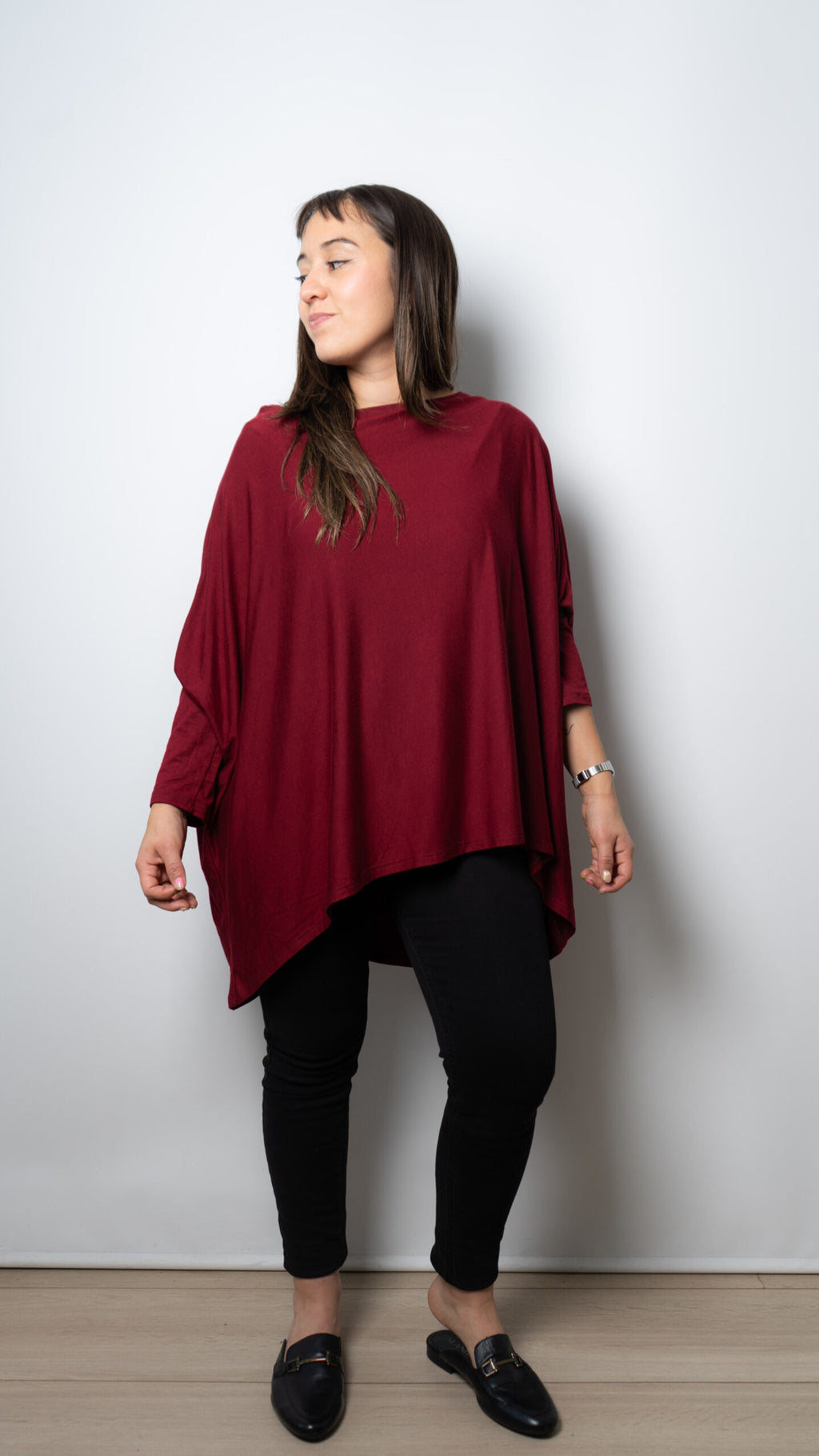 Polera Monica - con mangas - Burdeo