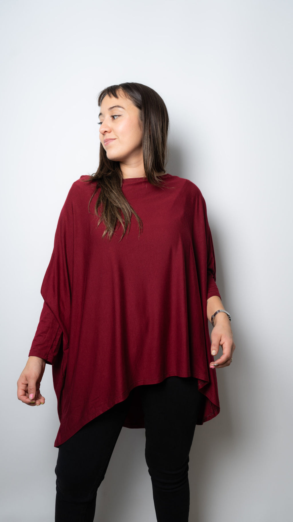 Polera Monica - con mangas - Burdeo