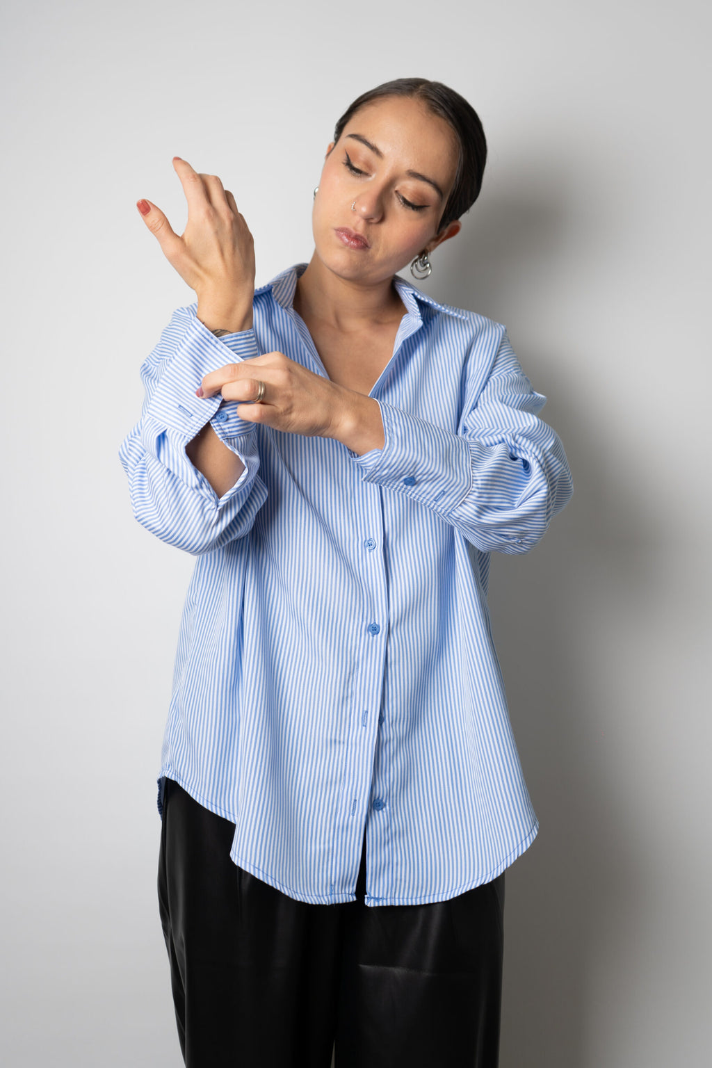 Blusa Rayada Blaire - Celeste con blanco