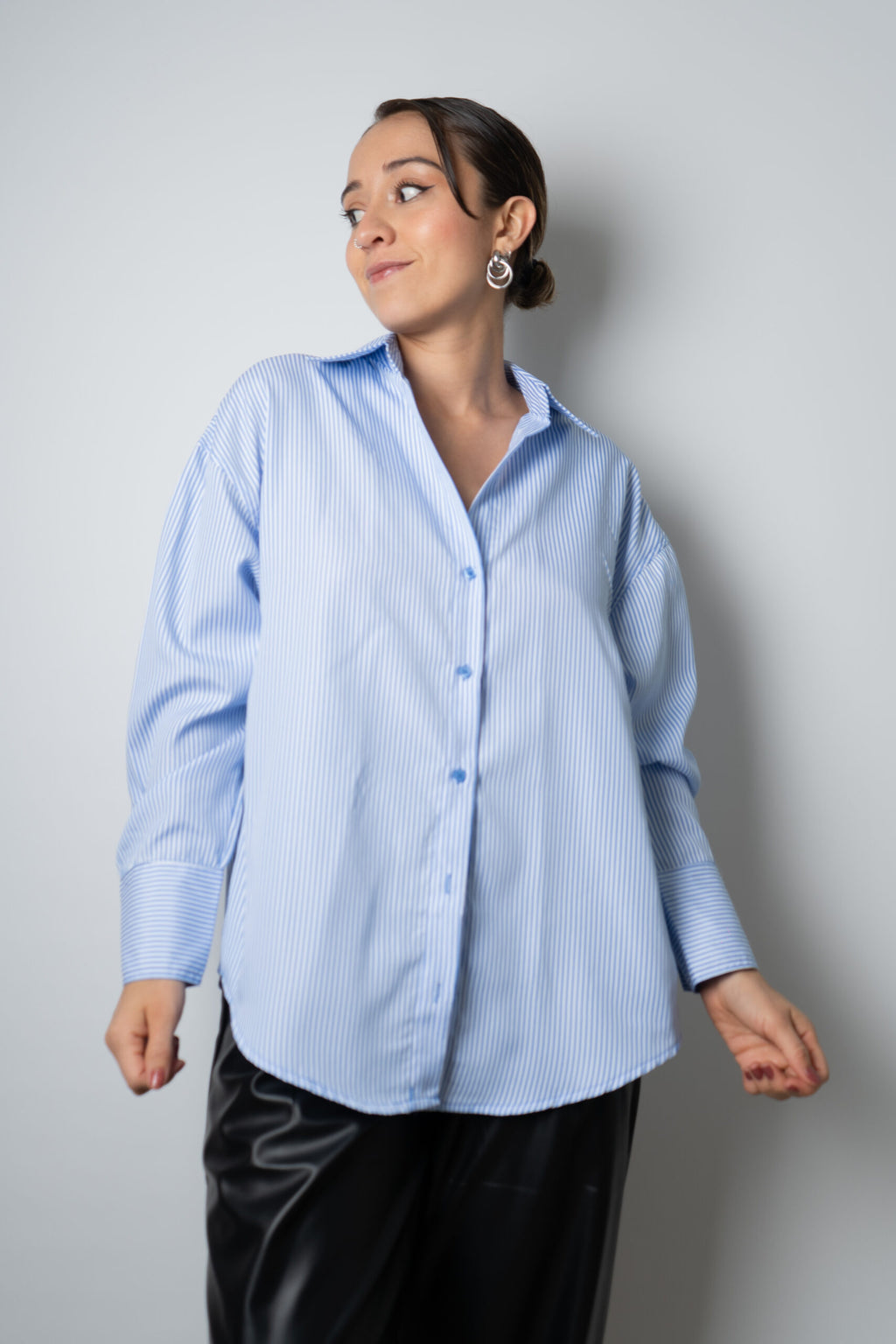 Blusa Rayada Blaire - Celeste con blanco