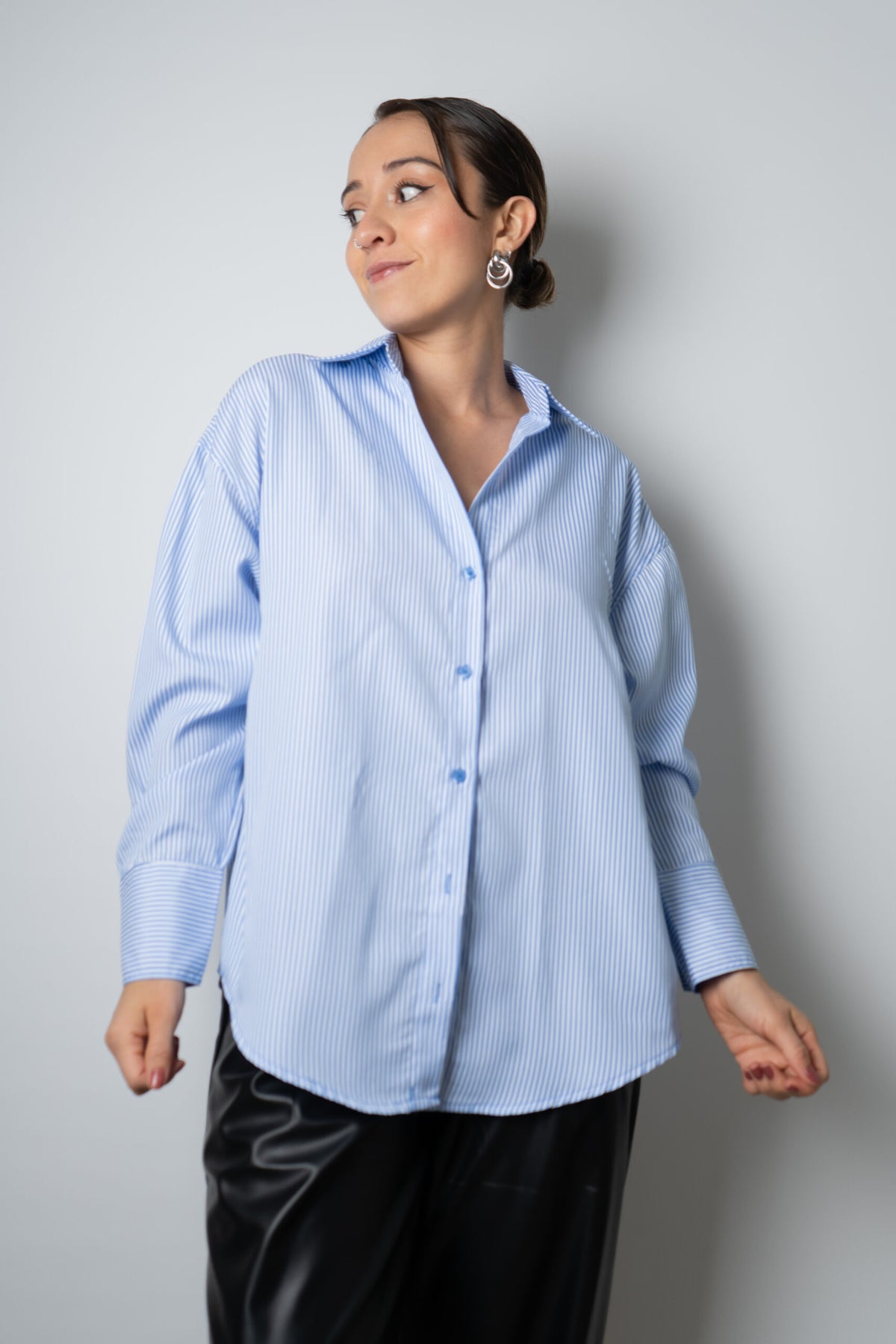 Blusa Rayada Blaire - Celeste con blanco