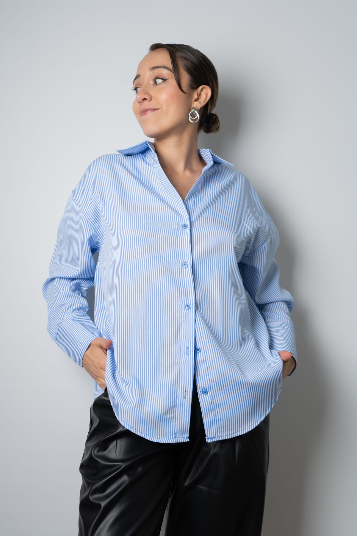 Blusa Rayada Blaire - Celeste con blanco