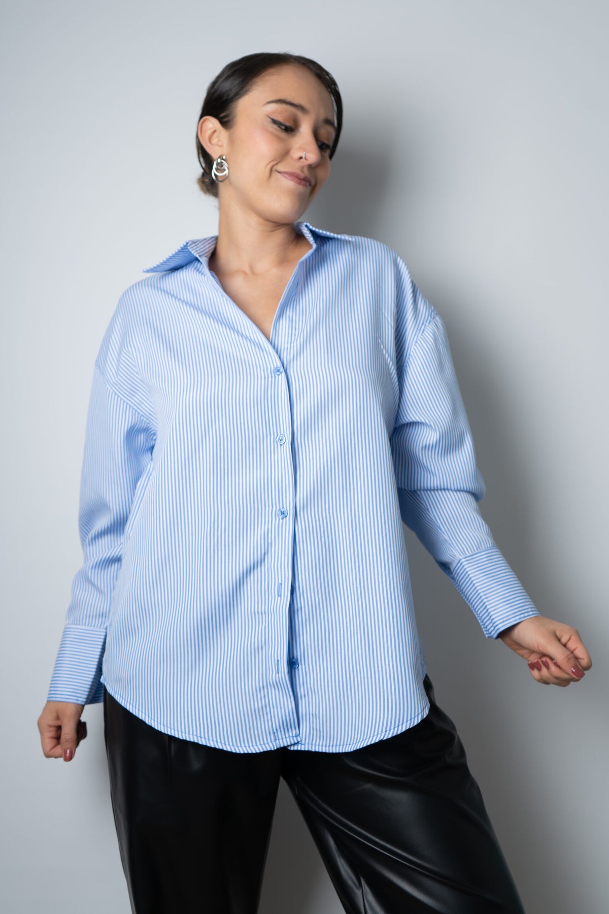 Blusa Rayada Blaire - Celeste con blanco