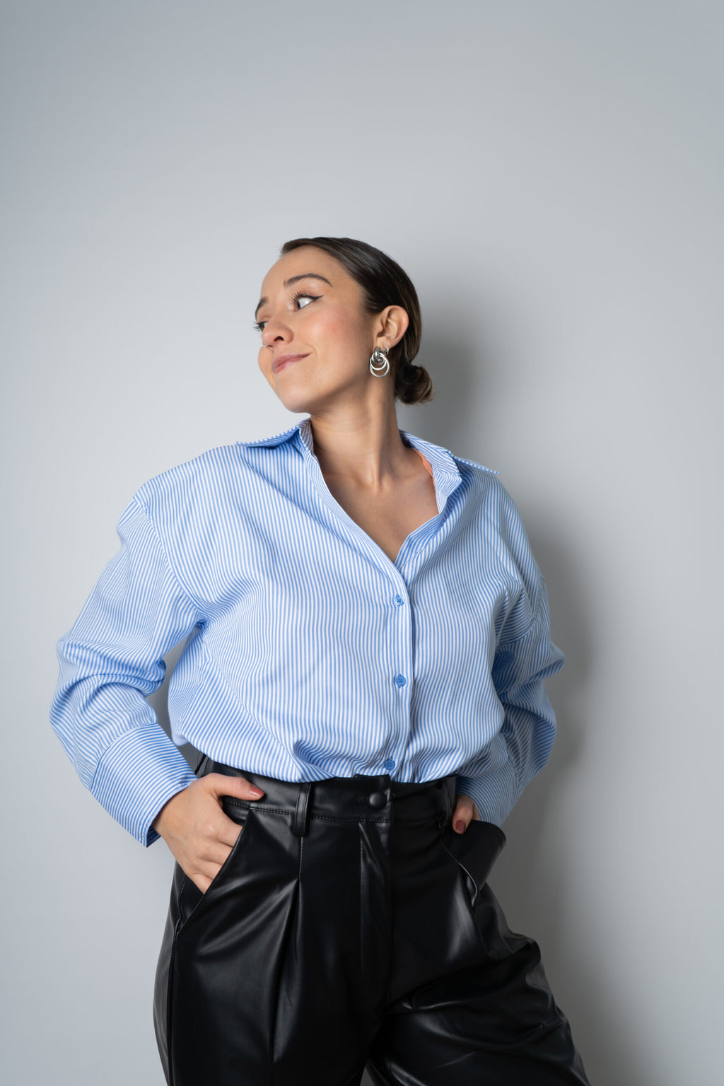 Blusa Rayada Blaire - Celeste con blanco