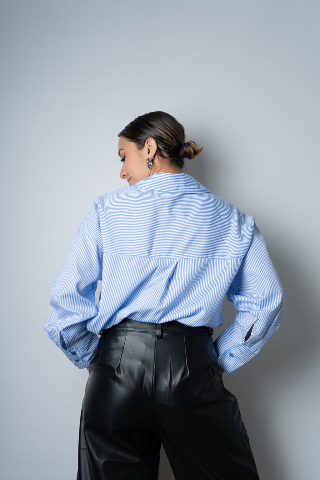 Blusa Rayada Blaire - Celeste con blanco