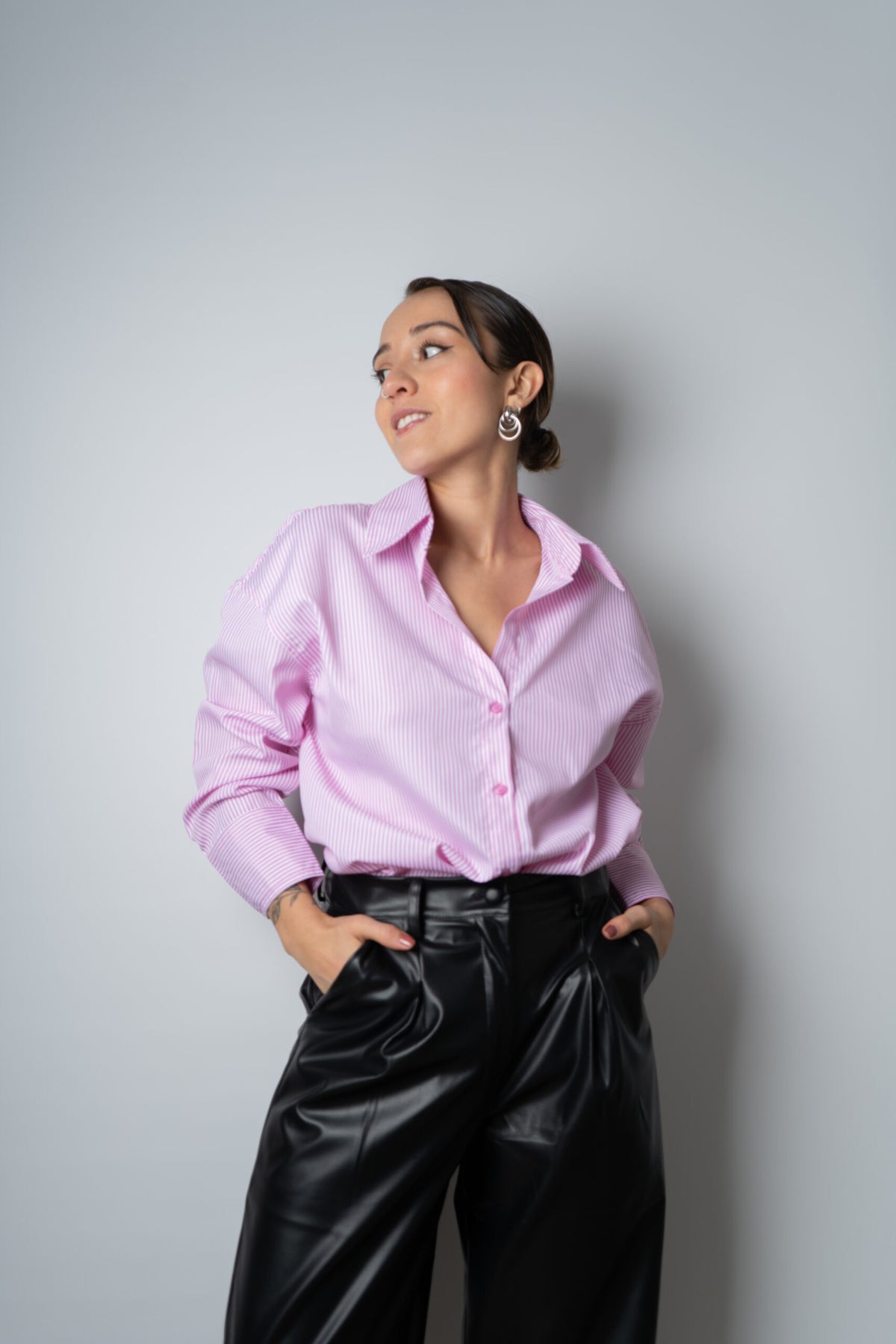 Blusa Rayada Blaire - Blanca con rosada