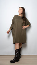 Vestido algodon - manga larga - Verde oscuro