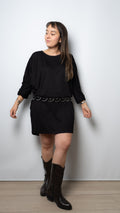 Vestido algodon - manga larga - Negro