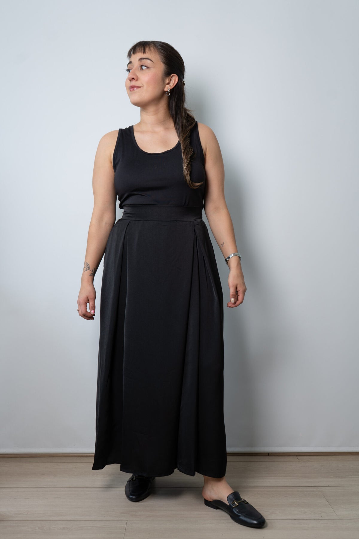 Falda Pantalon satin -  Negro