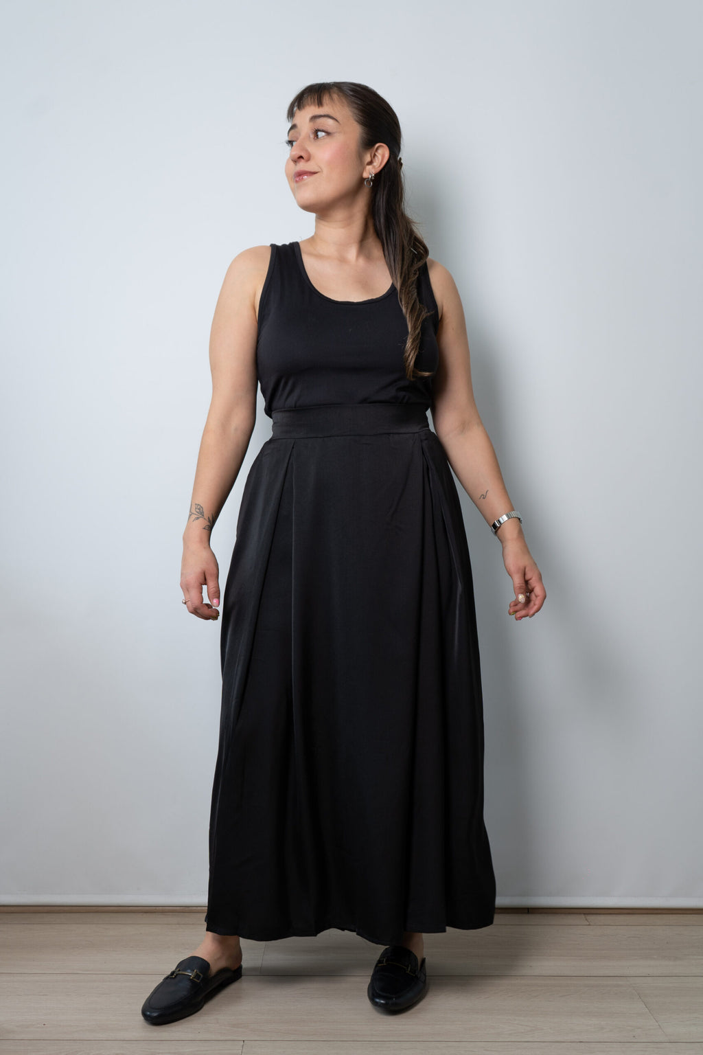 Falda Pantalon satin -  Negro