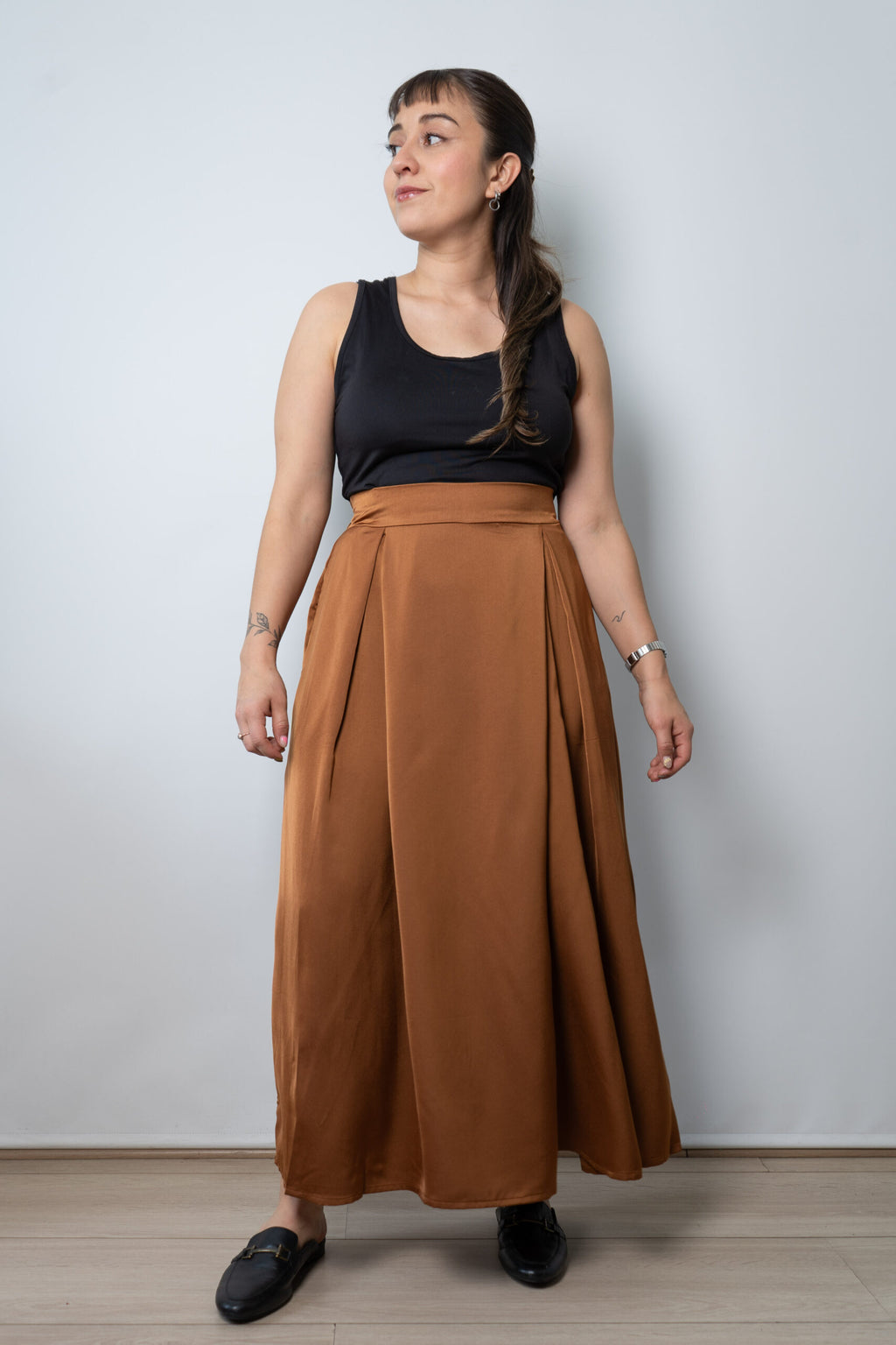 Falda pantalon Emilia - Cafe tabaco