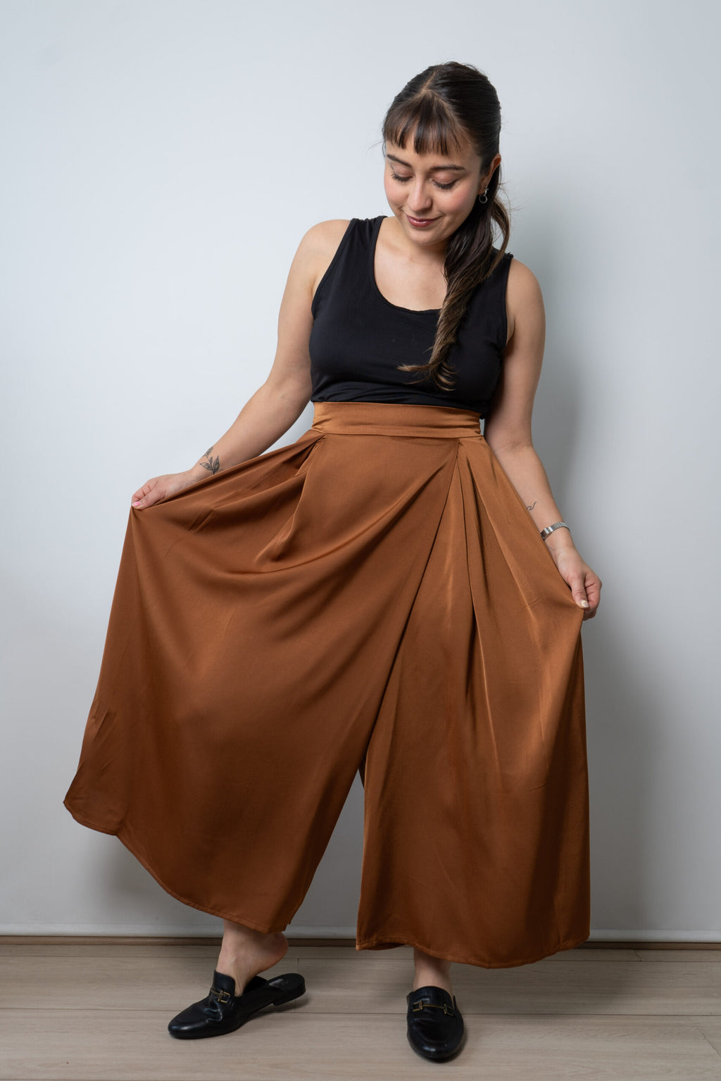 Falda pantalon Emilia - Cafe tabaco