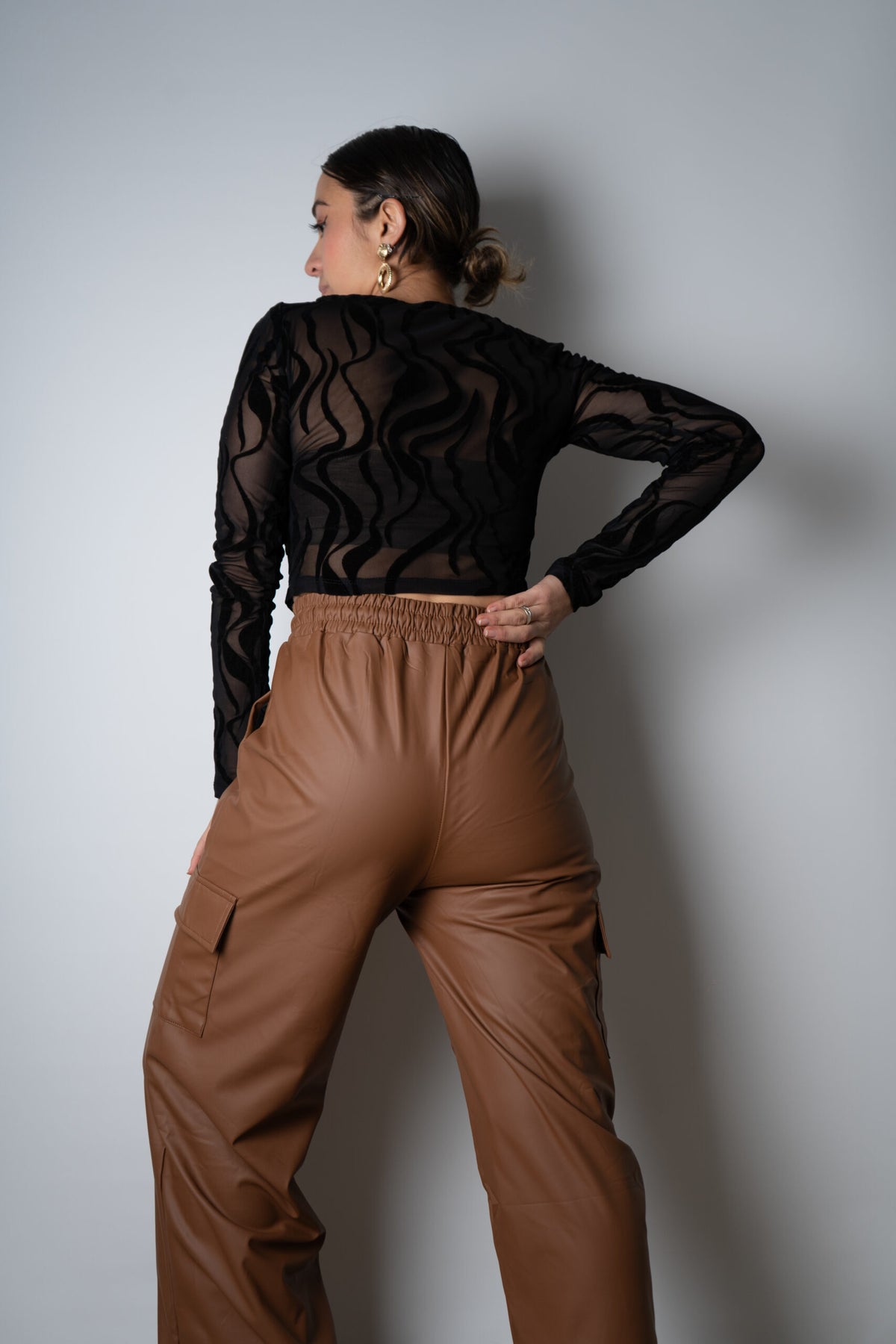 Pantalón Cargo Ecocuero - Café