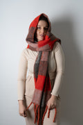 Bufanda - maxi bufanda cuadrille - Naranja gris