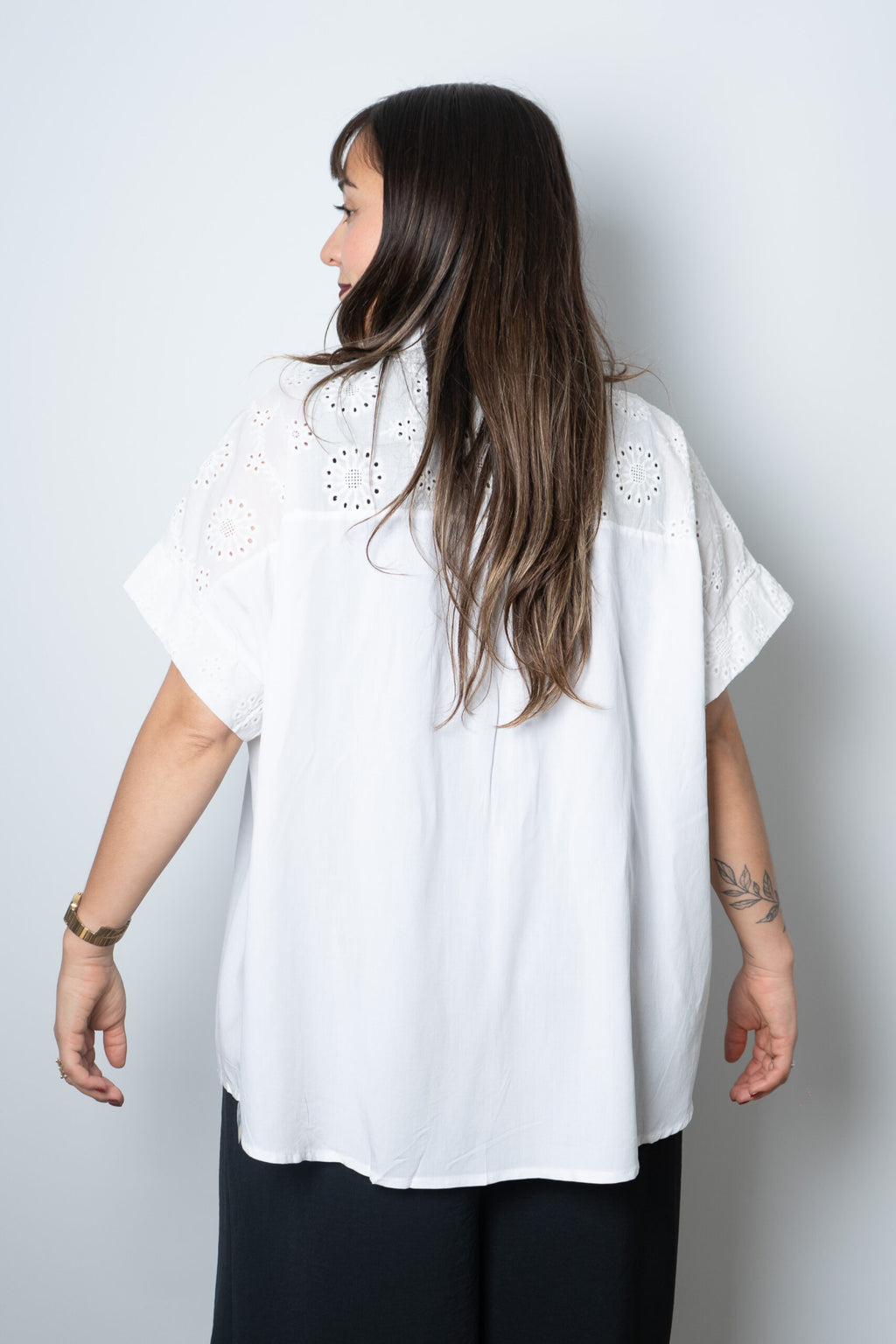 Blusa mixta Broderie - Blanco