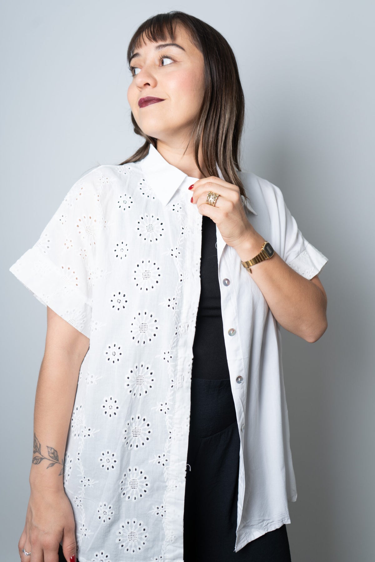 Blusa mixta Broderie - Blanco