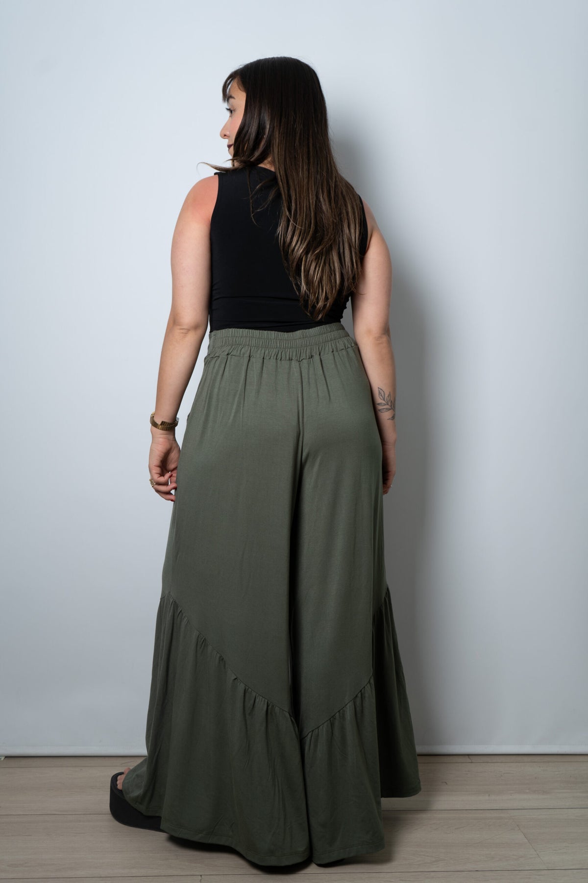 Pantalon algodon Agustina - Verde oscuro