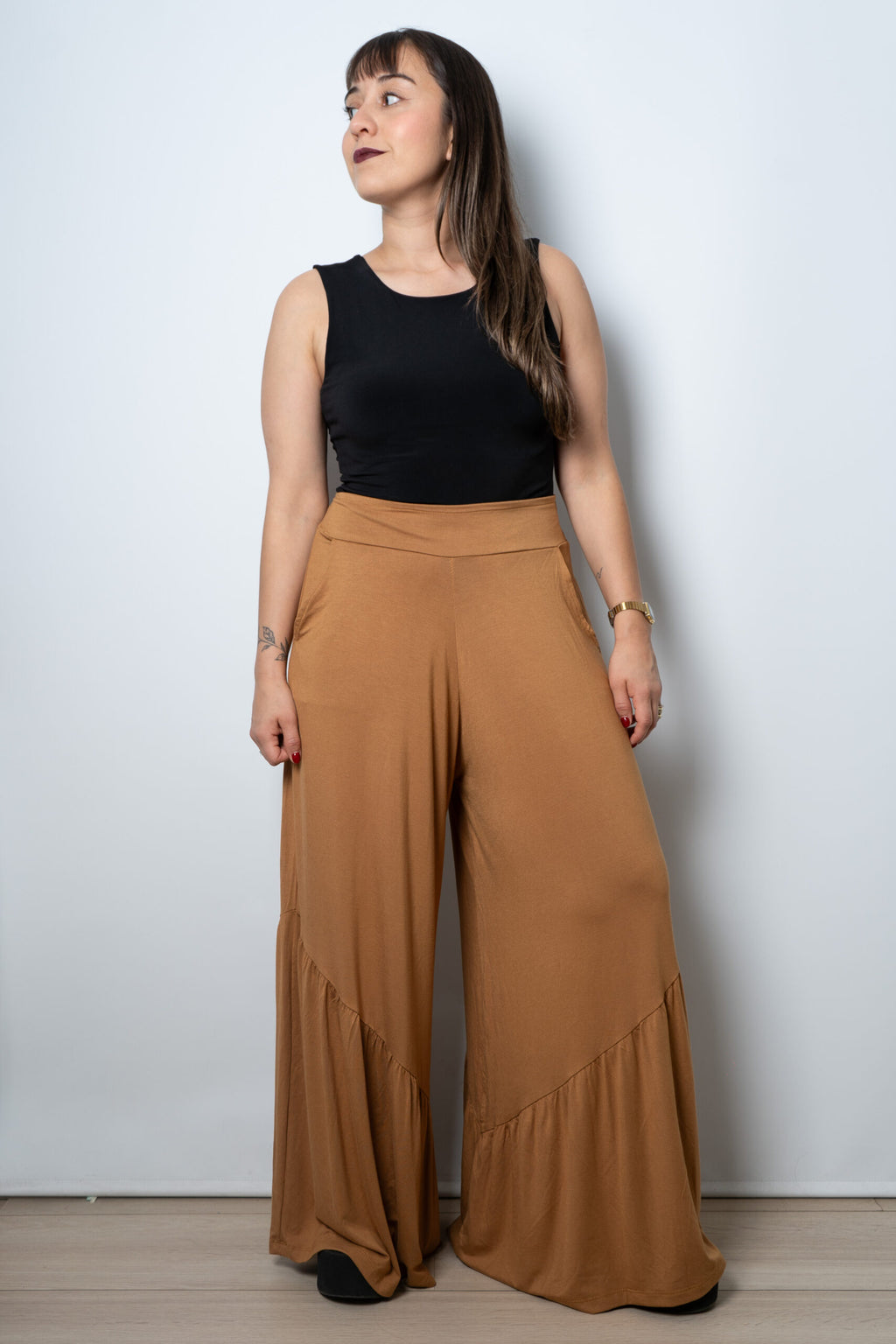 Pantalon algodon Agustina - Camel