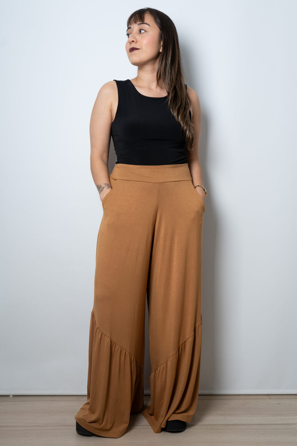 Pantalon algodon Agustina - Camel