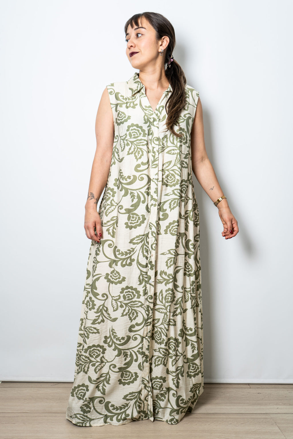 Vestido Estampado Mila - Blanco y verde