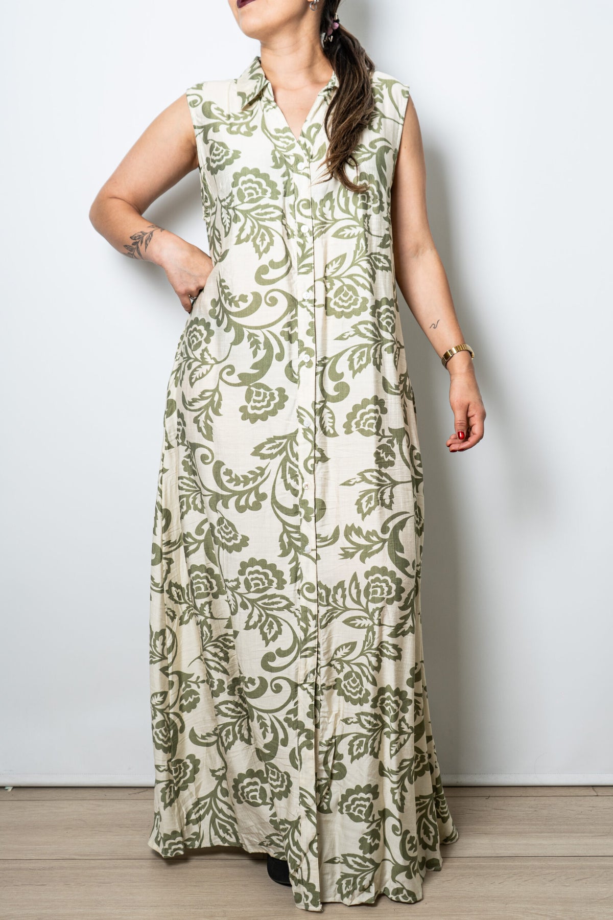 Vestido Estampado Mila - Blanco y verde