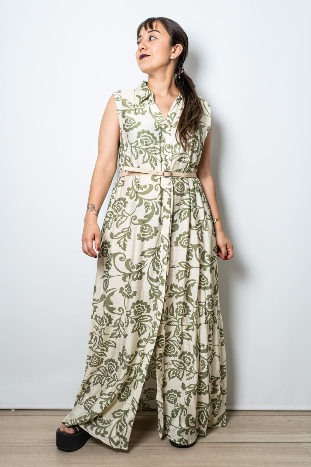 Vestido Estampado Mila - Blanco y verde