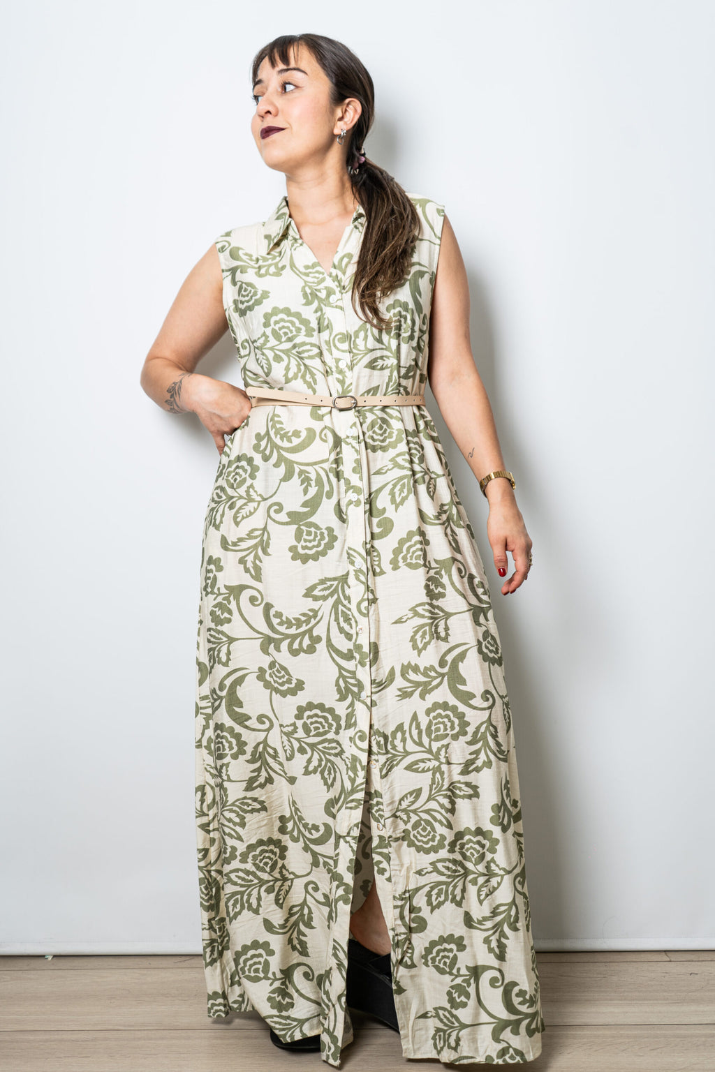 Vestido Estampado Mila - Blanco y verde