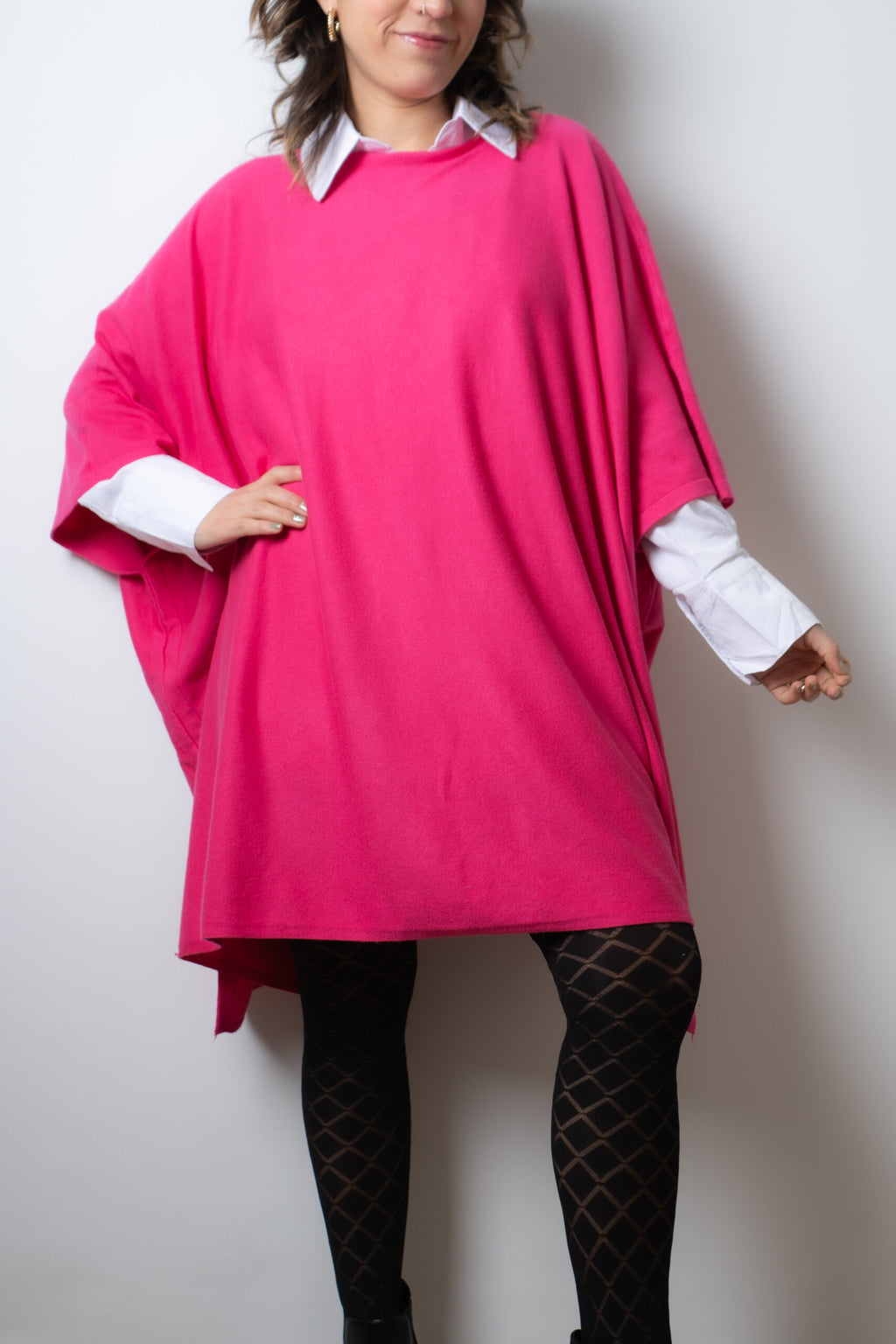 Sweater Poncho - Fucsia