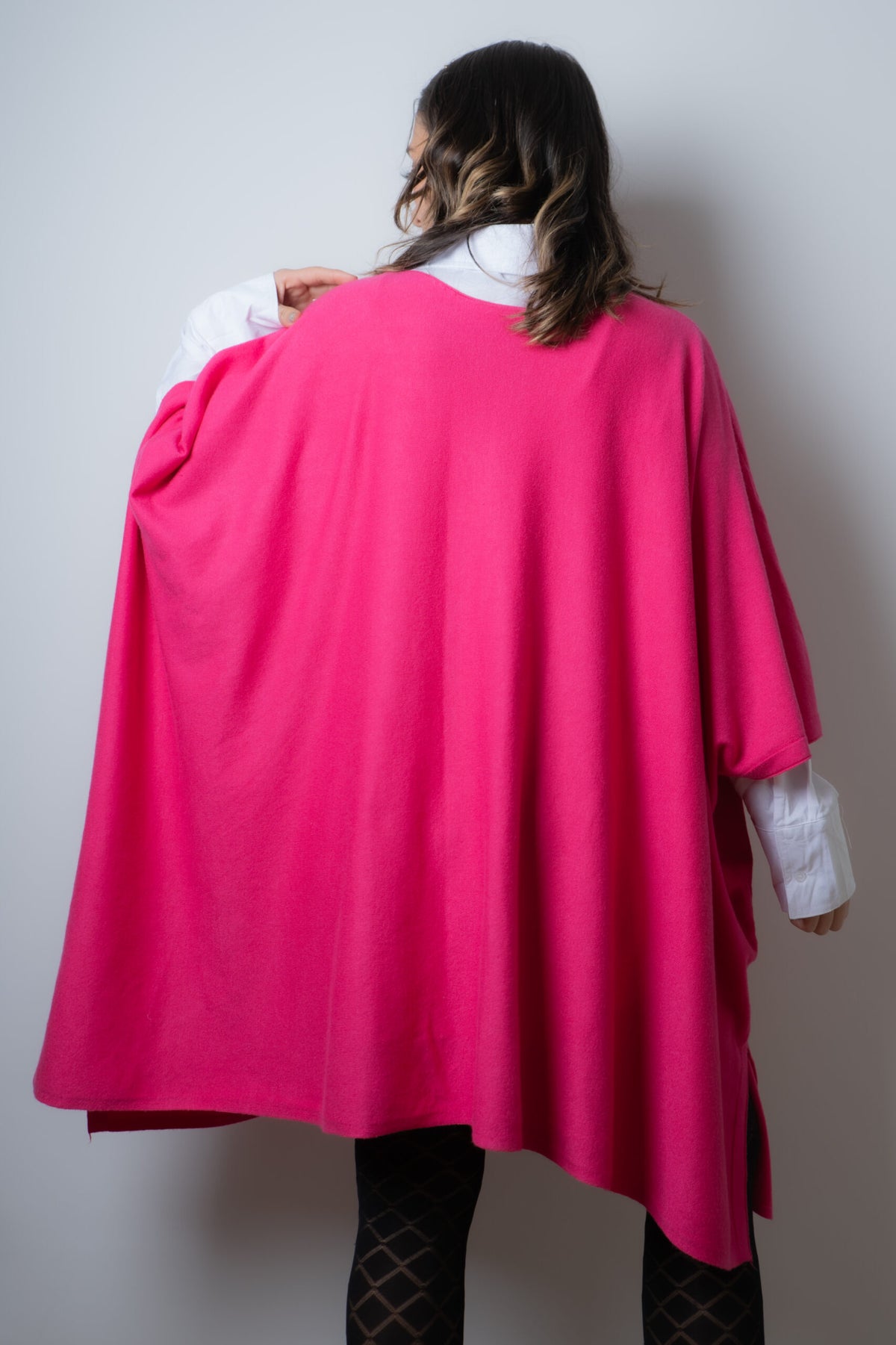 Sweater Poncho - Fucsia