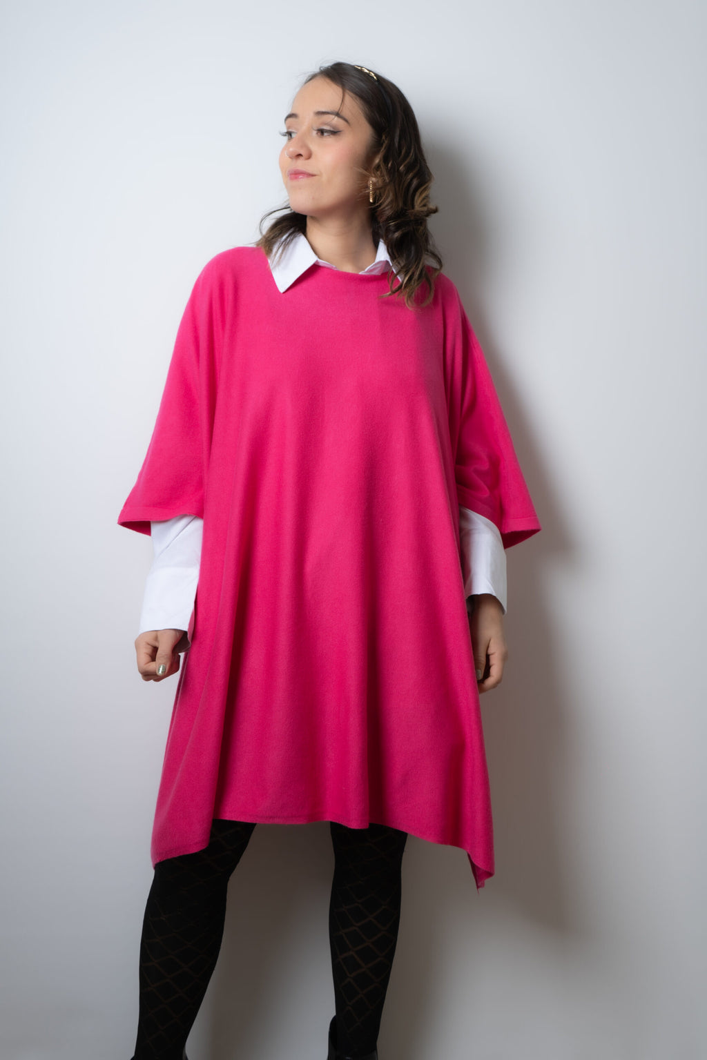 Sweater Poncho - Fucsia