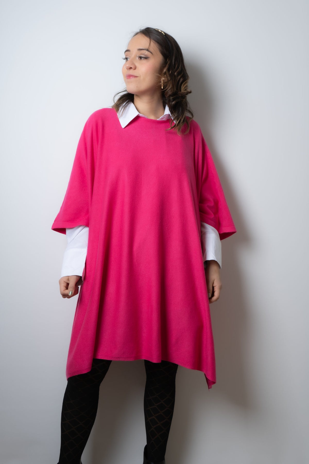 Sweater Poncho - Fucsia