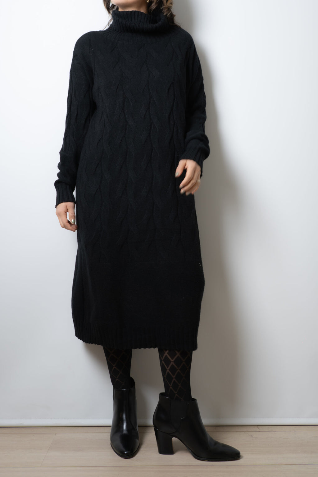 Vestido Lana Trenzado - Negro