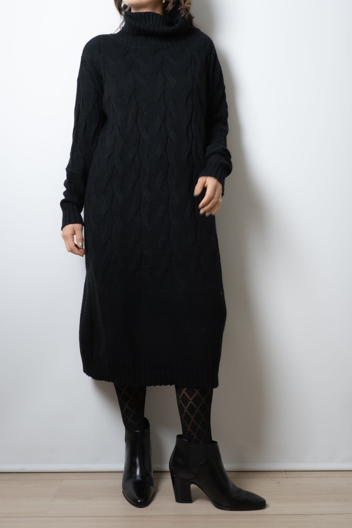 Vestido Lana Trenzado - Negro