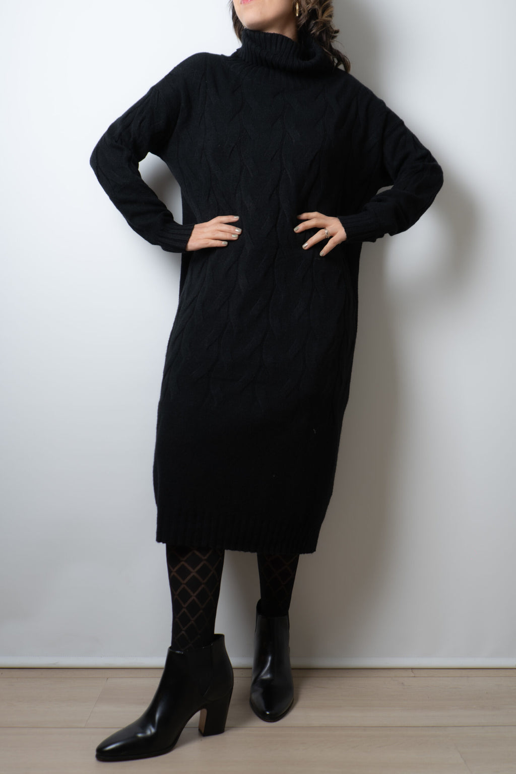 Vestido Lana Trenzado - Negro