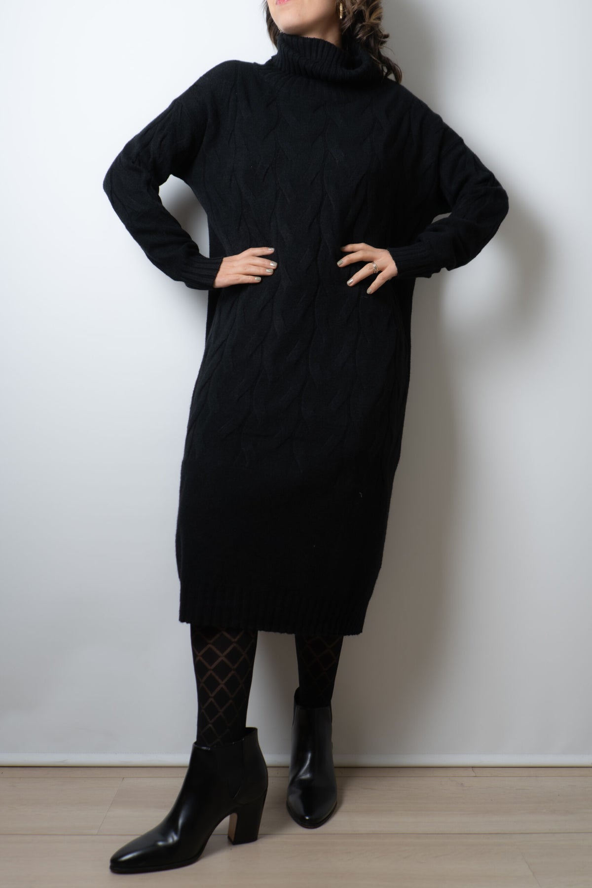 Vestido Lana Trenzado - Negro